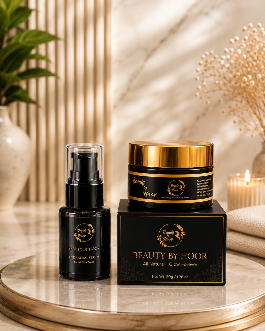 Beauty by Hoor Serum & Glow Cream Duo | Complete Hydration & Brightening Set