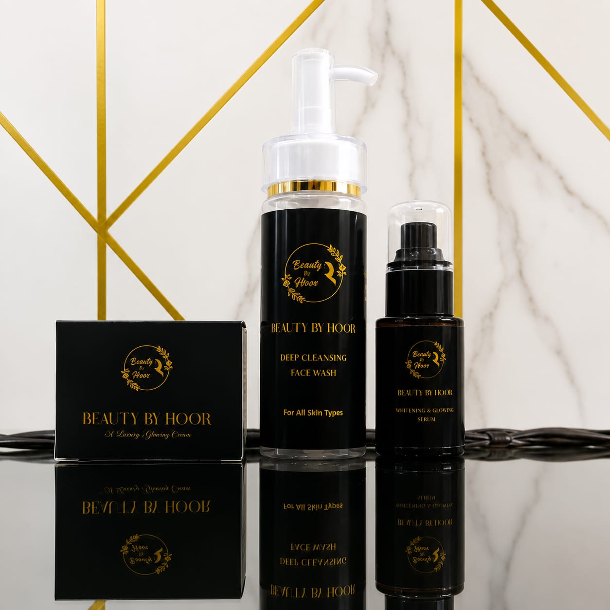 Beauty by Hoor 3-Step Skincare Set | Face Wash + Serum + Glow Cream